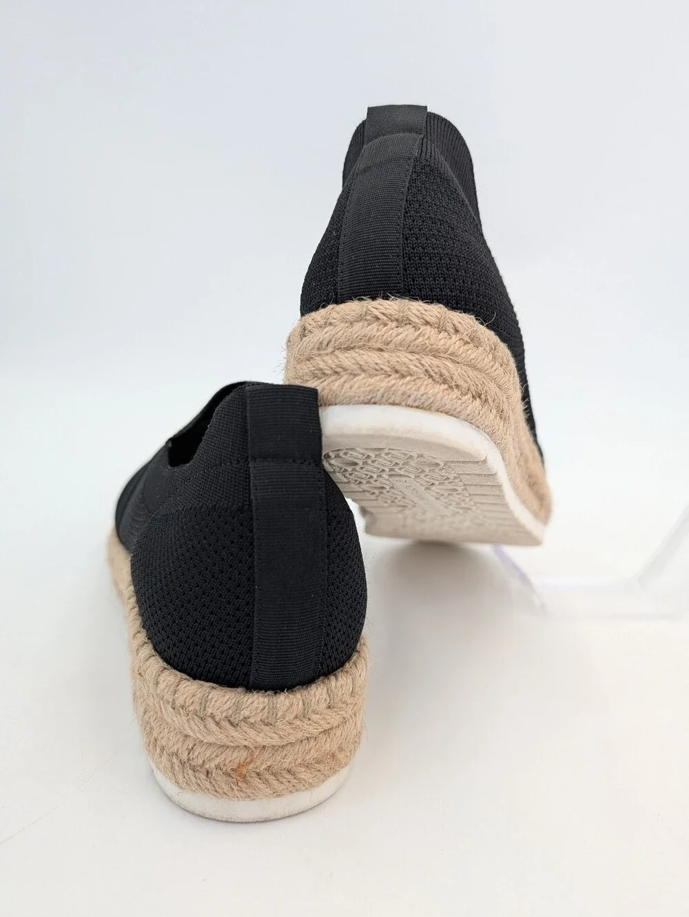 Adrienne Vittadini Sport Sz 7.5 Niko Espadrille Sneakers Black Knit Platform